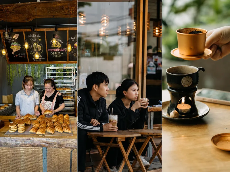 Thưởng thức cà phê cao nguyên, tìm hiểu cách rang xay và ngắm rừng thông là một trải nghiệm đặc trưng khi đến Đà Lạt.